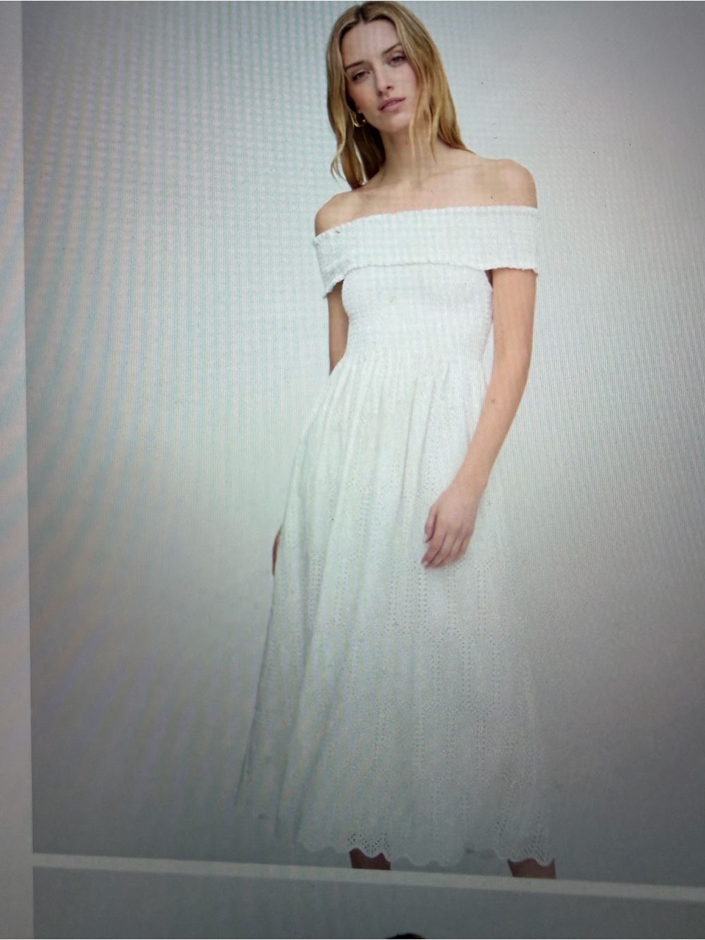 Hill House White One-Shoulder Eyelet Midi  Marquerite Dress NWT